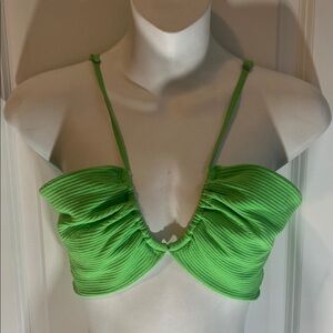 A.L.C. Bright Lime Ribbed Ruched Crop Top